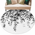 thumbnail image 2 of Grey Eucalyptus Round Area Rug 7 FT, Non Slip Living Room Area Carpet, Gradient Retro Watercolor Leaves Washable Soft Circular Rug Non-Shedding Floor Carpet for Bedside Office Play Room Classroom, 2 of 9