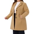 thumbnail image 2 of DARING DIVA Women's Plus Mid Length Notch Lapel Single Breasted Pea Jacket 3X Camel, 2 of 7