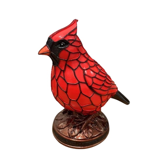 Cardinal Lamp - Realistic Red Bird Night Light | Easter Handmade Resin Figurine Table Lamp - for Bedroom, Living Room, Mantel Decor Gift Ready