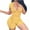 Yellow, variant on Womens Summer Outfits New Women's Solid Short Sleeve Ribbed Bodycon Jumpsuit Skinny Yoga Exercise Fitness Shorts Rompers with Belt New White L