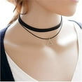 thumbnail image 2 of Black Velvet Choker Necklace for Women Layered Leather Necklace Geometric  Triangle Circle Pendant Necklace Fashion Jewelry, 2 of 6