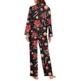 thumbnail image 4 of Garronmavis Christmas Poinsettia 2-Piece Pajama Set for Women Long Sleeve Button Up Pjs Loungewear Set Sleep Shirt with Pants Comfy PJS Long Set, 4 of 7