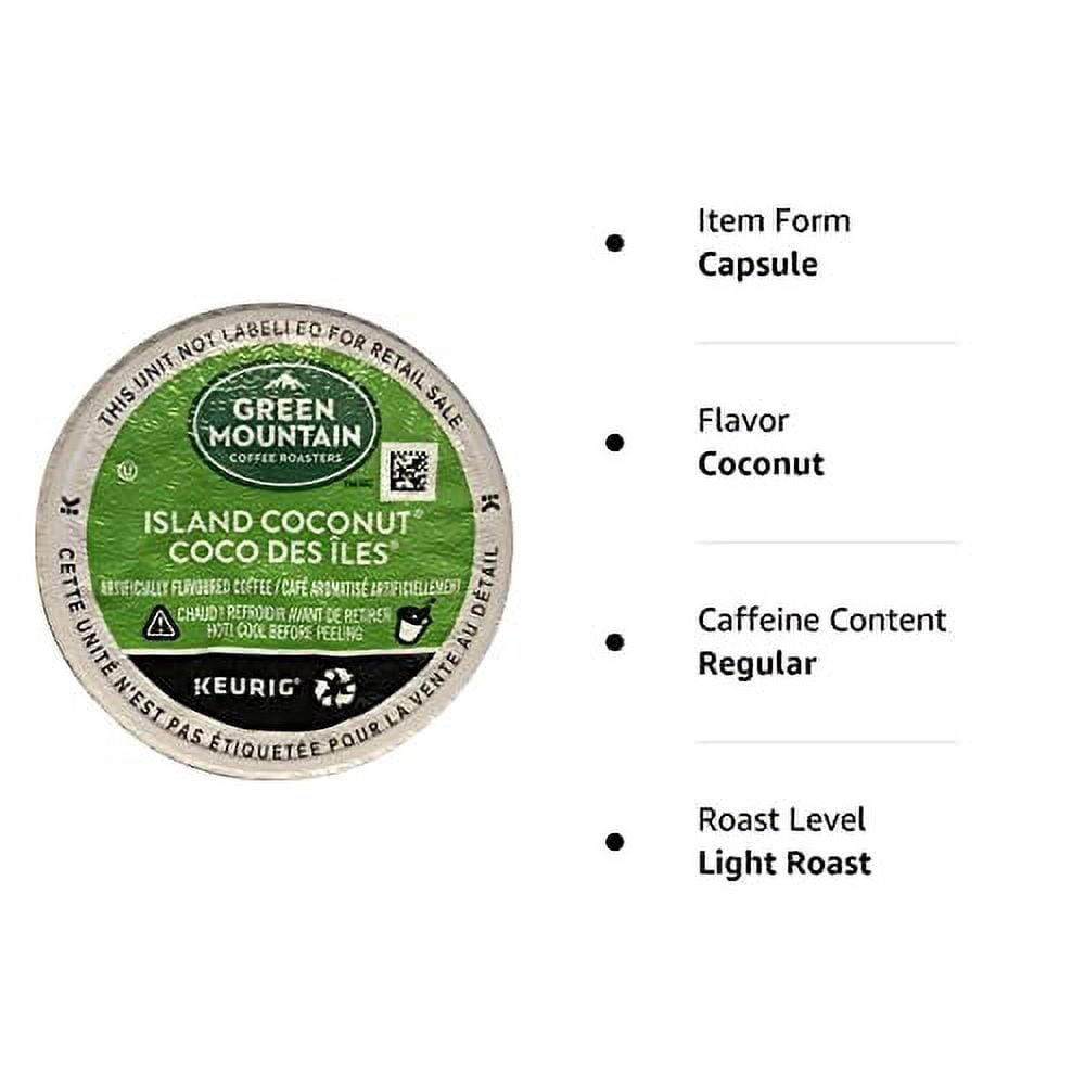 Green Mountain Coffee Roasters Island Coconut, Single-Serve Keurig K-Cup Pod, Flavored Light Roast Coffee, 48 Count (2 Boxes of 24 Count Pods)