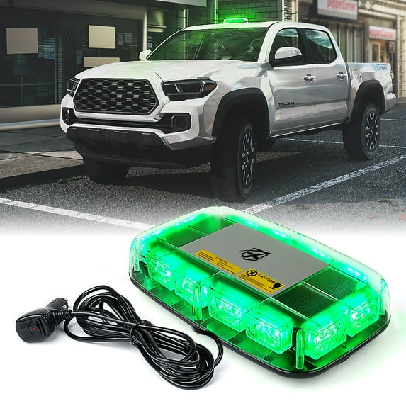 Xprite Rooftop Emergency Strobe Light bar with Magnetic Base High-Visibility LED Beacon for Vehicles Safety and Security Solution- Green