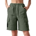 thumbnail image 2 of Kelon Women's Shorts, Linen Shorts for Women Knee Length Casual Comfy Shorts Summer Trendy Mid Waisted Drawstring with Pockets 2026, S, 2 of 6