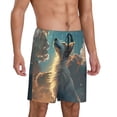 thumbnail image 2 of Fuzoiu Starry Sky Cloud Wolf Print Pajama Shorts for Men, Men's Pajama Bottoms,Mens Lounge Sleepwear,Pajama Pants with Pocket-4X-Large, 2 of 6