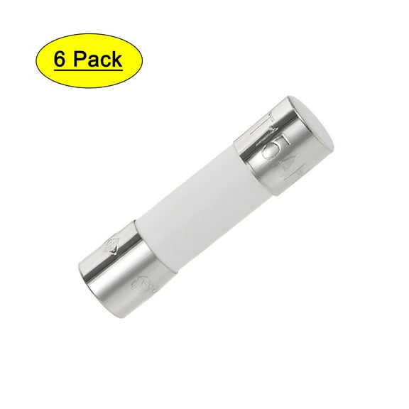 Uxcell Automotive Cartridge Fuse 15A 250V 0.2''x0.79'' Slow Blow Replacement  Ceramic Silver Tone 6pcs