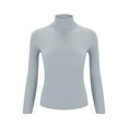 thumbnail image 4 of Rigardu Slim Fit Shirts for Women Women Soft Sweater Slim Fit Lightweight Long Sleeve Turtleneck Tops Undershirt Knitted Warm Fashion Pullover Sweater Grey One Size, 4 of 9