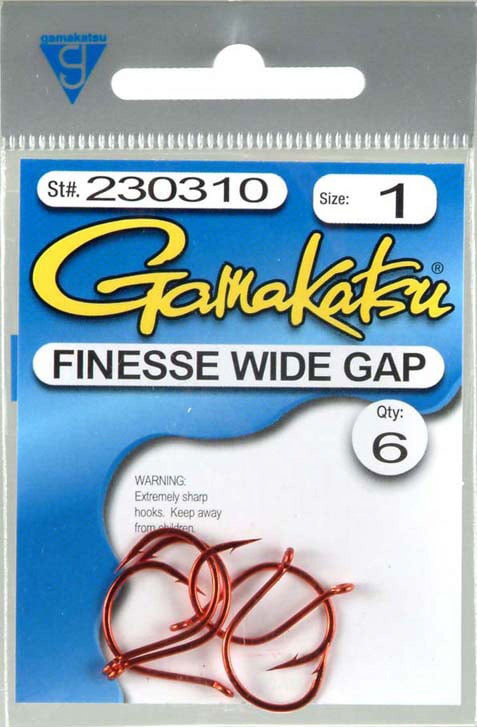 Gamakatsu 230311 Finesse Wide Gap Hook Size 1/0 Needle Point