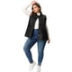 thumbnail image 3 of Women's Plus Size Jean Vest Button Down Turndown Collar Frayed Hem with Cargo Pocket Trucker Denim Vest Black 1X, 3 of 7