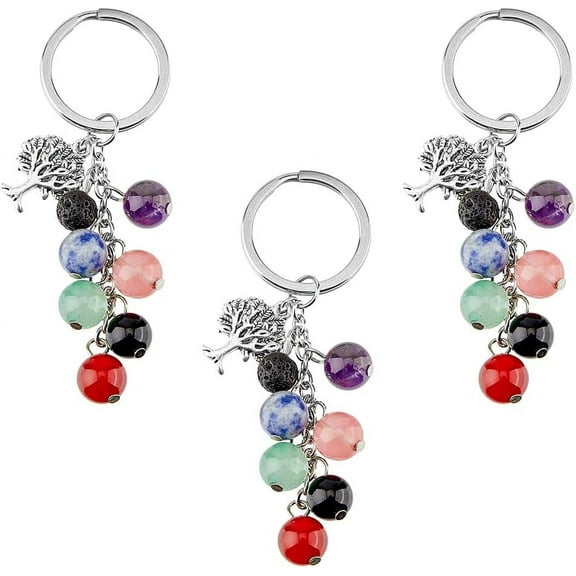 1 Set Tree of Life Keychain Natural & Gemstone Beads & Alloy Charms Keychain Bag Charms Stylish Keychains Accessories for Women's Keychain Phone Charm Accessories