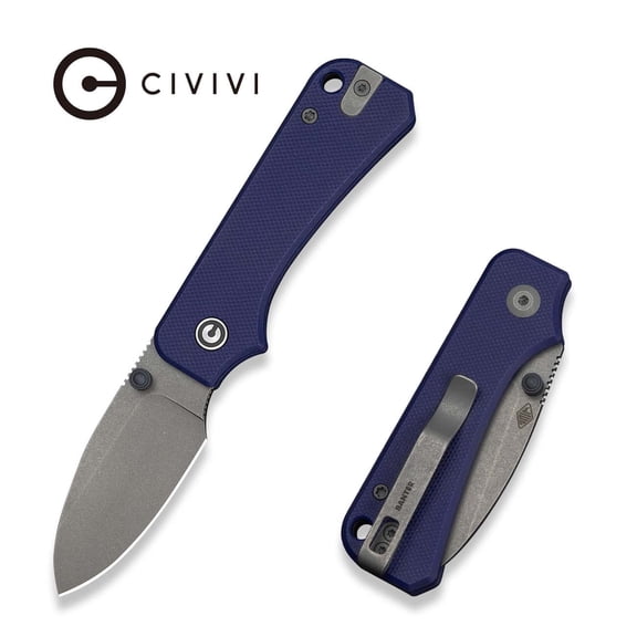 CIVIVI Baby Banter Slip Joint Pocket Knife Folding Knife with 2.34" Gray Stonewashed Nitro-V Blade Blue G10 Handle C25066A-1