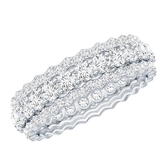 Rosec Jewels Lab Grown Diamond Wedding Band Ring - Eternity Ring - EF-VS Quality Certified, 925 Sterling Silver, US 4.00