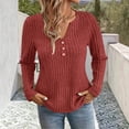 thumbnail image 2 of LWFFDAW Ribbed Knit Fall Sweaters for Women Long Sleeve Dressy Casual Button Henley Sweaters Lightweight Soft Loose Pullover Sweater, 2 of 6