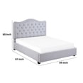 thumbnail image 5 of Benjara Soha Queen Platform Bed, Tufted Gray Polyester Headboard, Solid Wood, 5 of 5
