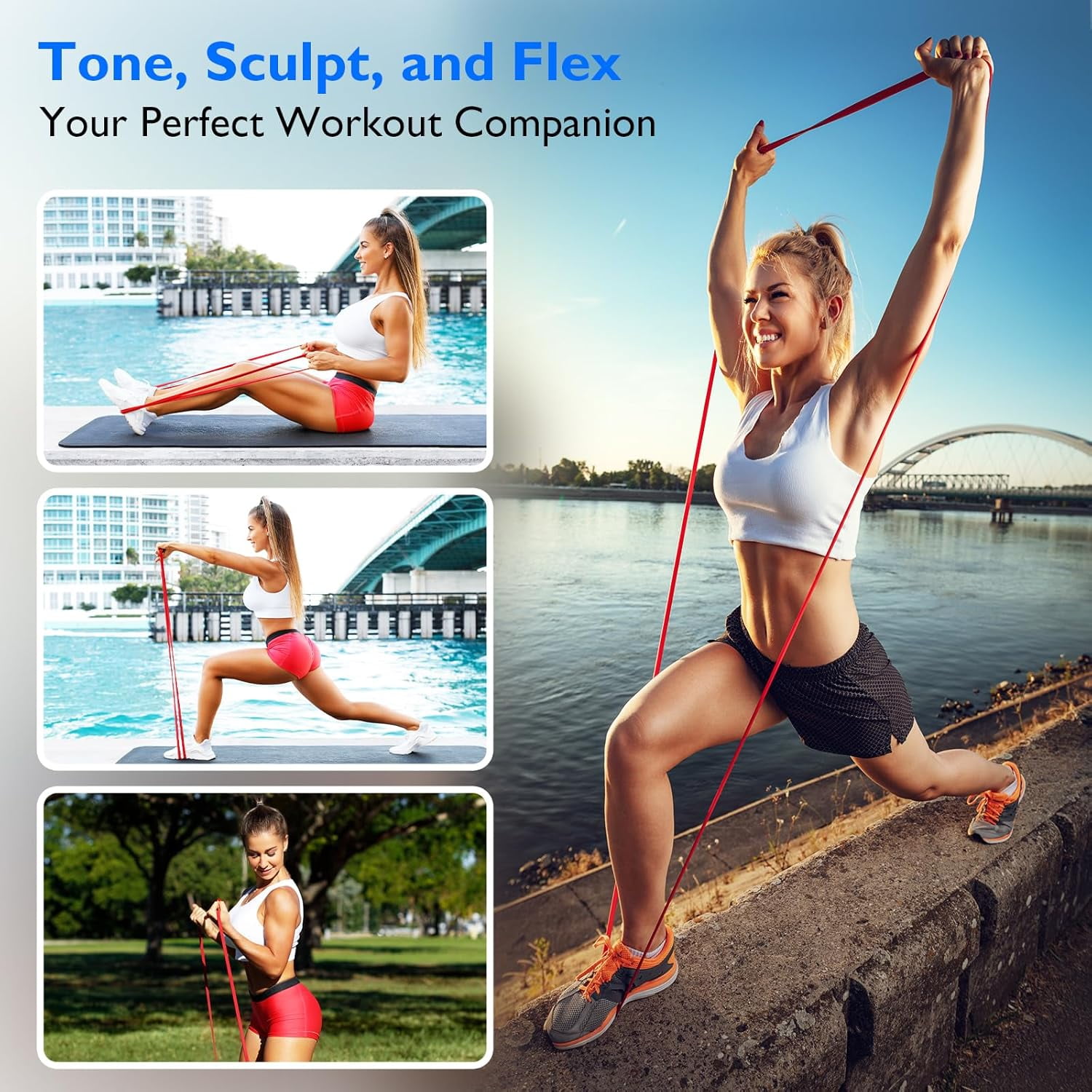 Resistance Bands Set, Pull Up Assist Bands for Strength Training, Powerlifting, Muscle Toning, Yoga, Mobility Exercises, Rehabilitation, Full-Body Workout