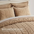 thumbnail image 5 of 3 Pieces Luxurious Velvet King Quilts, Ultra Soft Lightweight Velvet Comforter Set, Matelasse Oversized Diamond Bedspread Coverlet for All Season with 2 Shams, Khaki Tan, 108"x96", 5 of 9
