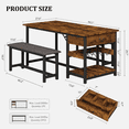 thumbnail image 3 of Dining Table Set for 4, Kitchen Dining Table Set with Upholstered Benches, Kitchen Dining Room Table with Storage Drawers, Wine Rack, Small Space Grey, 3 of 4