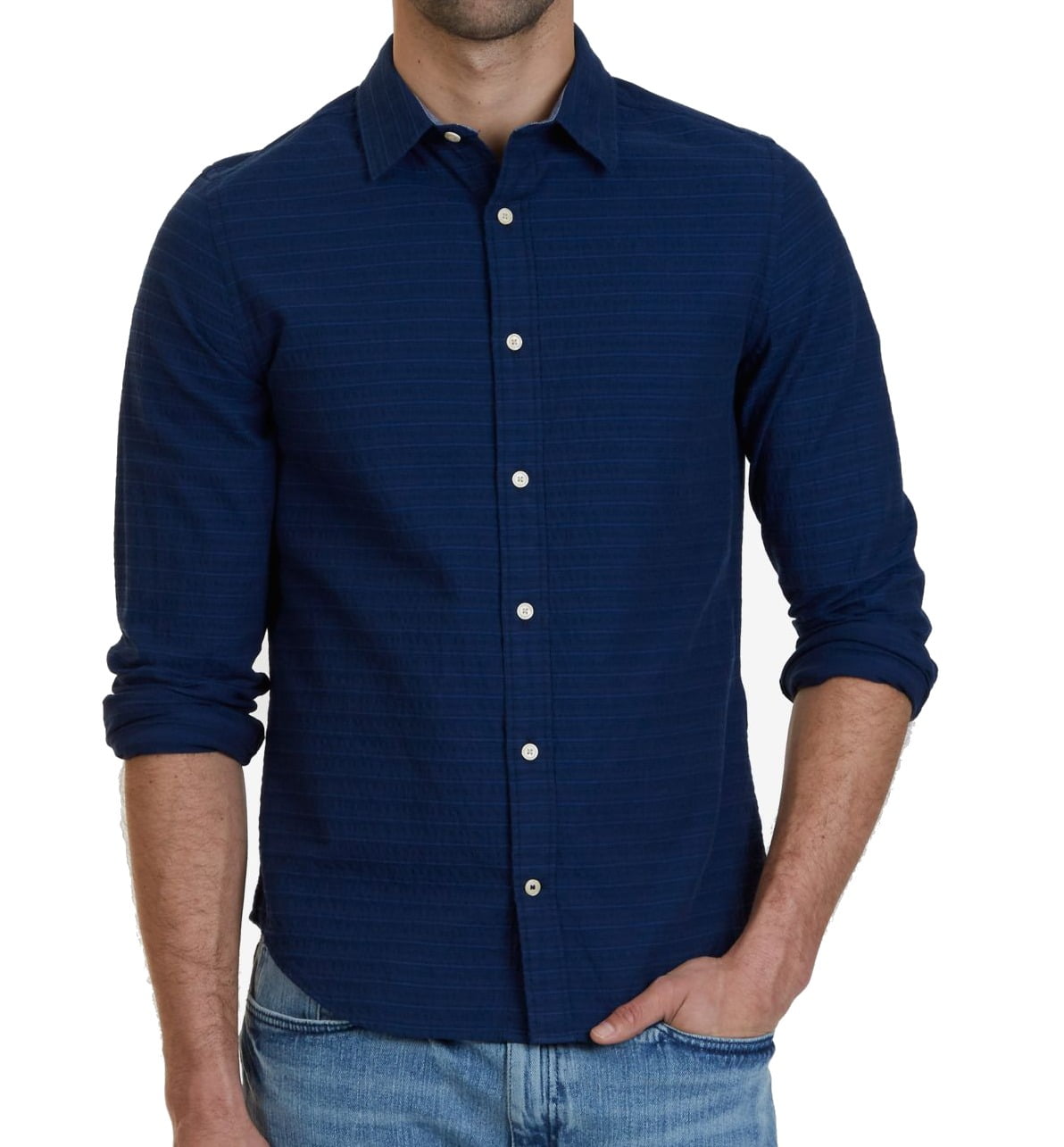 Nautica Nautica NEW Navy Blue Mens Size XL Striped Button Down Slim