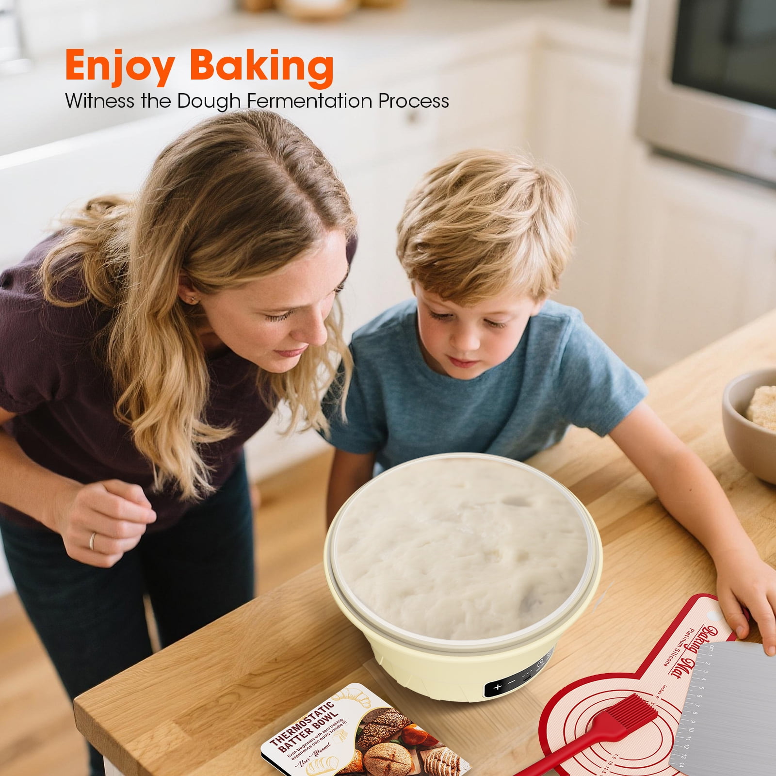 Electric Sourdough Starter Kit with 6-Temp (77-122℉) Control & Timer - 9" Foldable Sourdough Bread Baking Supplies & Dough Warmer - Complete Banneton Bread Proofing Basket Set for Artisan Home Bakers