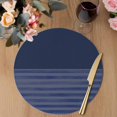 thumbnail image 3 of Navy Blue Striped Round 13 Inch Placemats Set of 2, Vintage Stripes Ombre HeatResistant Non Slip Place Mats for Dining Table, Wipeable Braided Kitchen Table Mats for Housewarming, 3 of 9