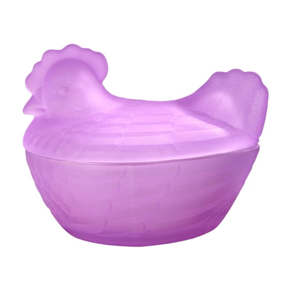DefiDgd Glass Crystal Chicken Shaped Candy Bowl with Lid,Creative Chicken Design Storage Jar for Home Office Wedding Tabletop Decoration(Purple)
