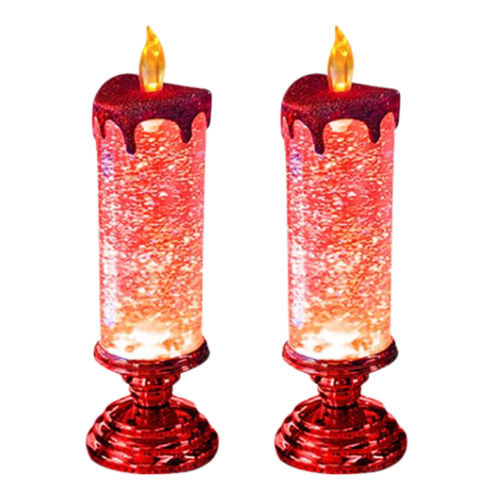 TBOLINE 2pcs Flameless Christmas Candle Lights LED Crystal Candle Night