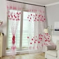 thumbnail image 5 of 55‘’X94.5‘’ Window Screen Decoration Cluster Flower Tulle Curtain Tulle Tracery Voile Drape Drapery Polyester Fabric Polyester Curtains,Pink,Polyester, 5 of 5