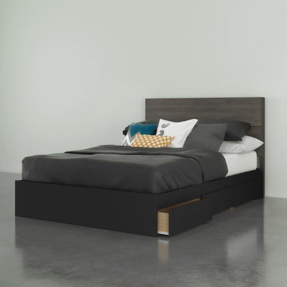 Chinook 2 Piece Full Size Bedroom Set  Bark Gray and Black
