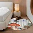 thumbnail image 2 of Round Area Rug 4 Ft, Spring Mushrooms Washable Non-Slip Circle Carpet for Living Room/Bedroom, Farmhouse Pastoral Botanical Gray Plaid Low-Profile Crawling Mats Collection Rugs for Indoor, 2 of 8