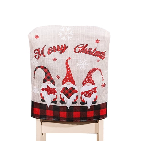 Sunisery Christmas Chair Covers Dining Chair Slipcover Christmas Gnomes Pattern Chair Hat Slipcovers For Home Holiday Party Decor