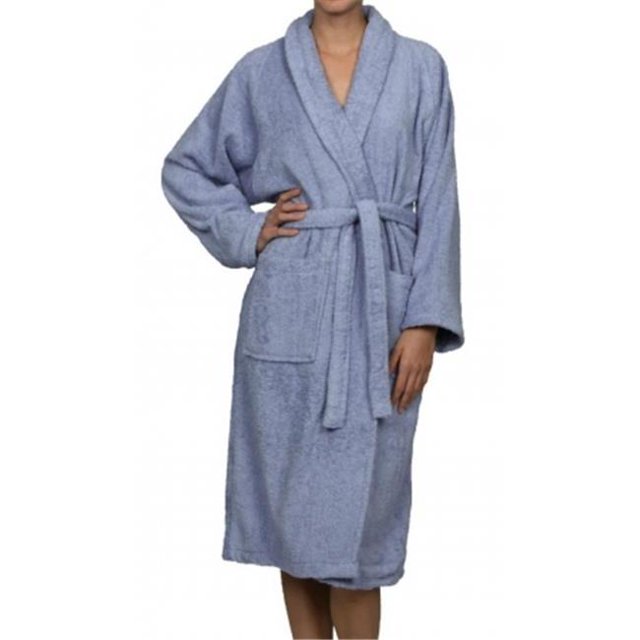 Superior Egyptian Cotton Unisex Terry Cotton Bath Robe Blue Medium