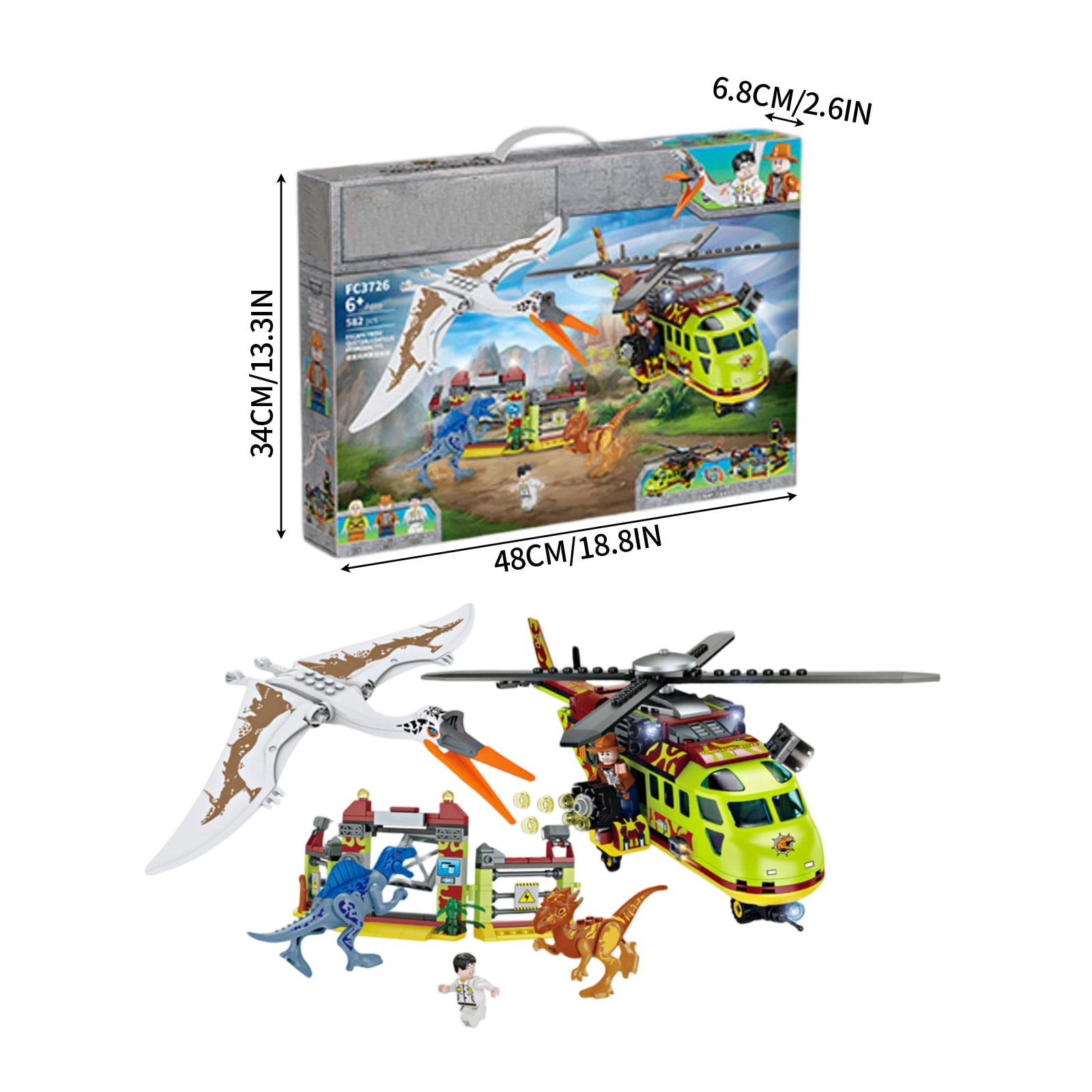 Jurassic Dinosaur World Building Blocks Set, 582Pcs Dinosaur Building Blocks Figure Toys, Brutal Raptor T-Rex Triceratops, The World of Dinosaurs Model Building Blocks, Gifts for Teens & Fans