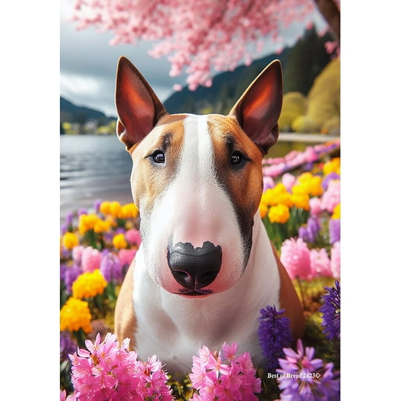 Bull Terrier Brown White - Best of Breed DCR Spring Garden Flag