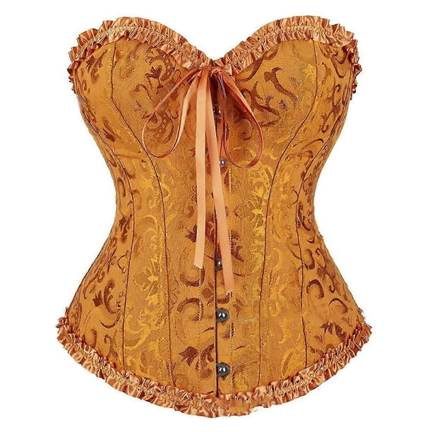 Vintage Corset Tops for Women, Corsets Costumes, Lingerie Bodyshaper Underwear, Wedding Bride Gold XL