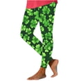 thumbnail image 1 of TaTaai St Patrick's Day Print High Waisted Stretchy Non-see-through Women Tight Fit Yoga Pants Leggings Breathable Elastic Workout Gym Casual Daily Wear Full Length Bottoms Gift, 1 of 7
