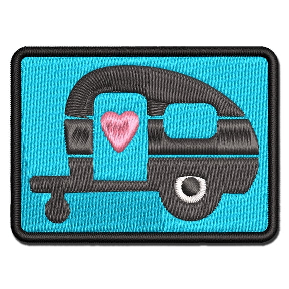 Adorable Little Camper Silhouette Camping Outdoor Life Applique Multi-Color Embroidered Iron-On Patch - 2.5 Inch Small