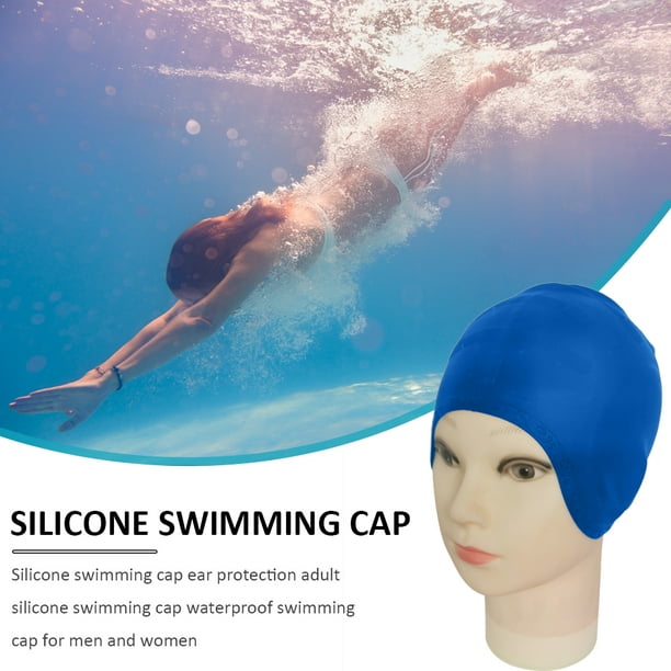 Yocowu Swimming Caps Men Women Waterproof Swim Pool Cap Ear Protect  Silicone Diving Hat 