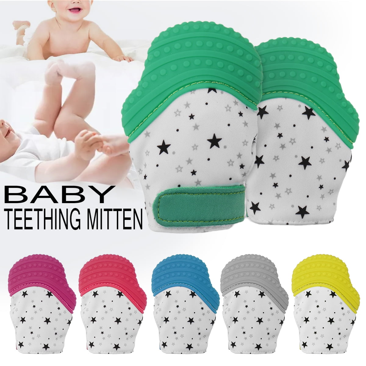 Baby Teething Mitten Food Grade Silicone Molar Gloves Infant Sounding