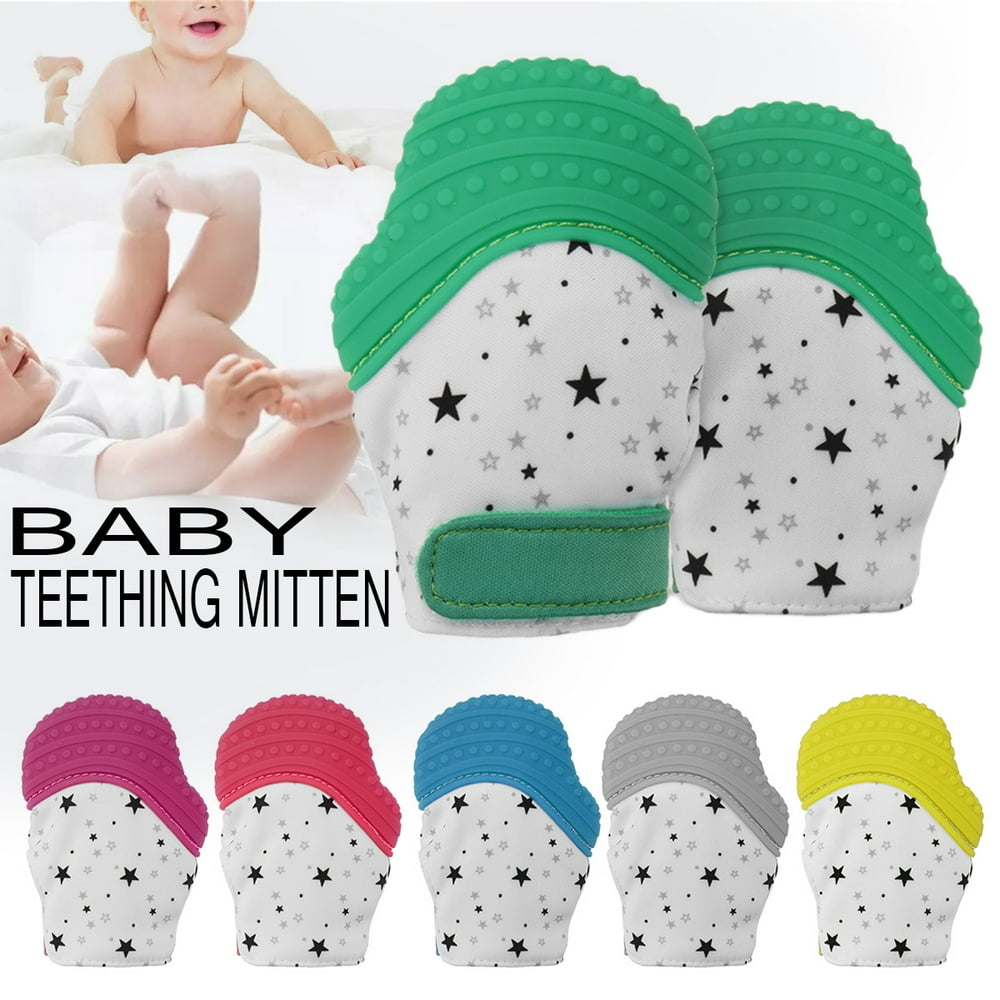 Baby Teething Mitten Food Grade Silicone Molar Gloves Infant Sounding