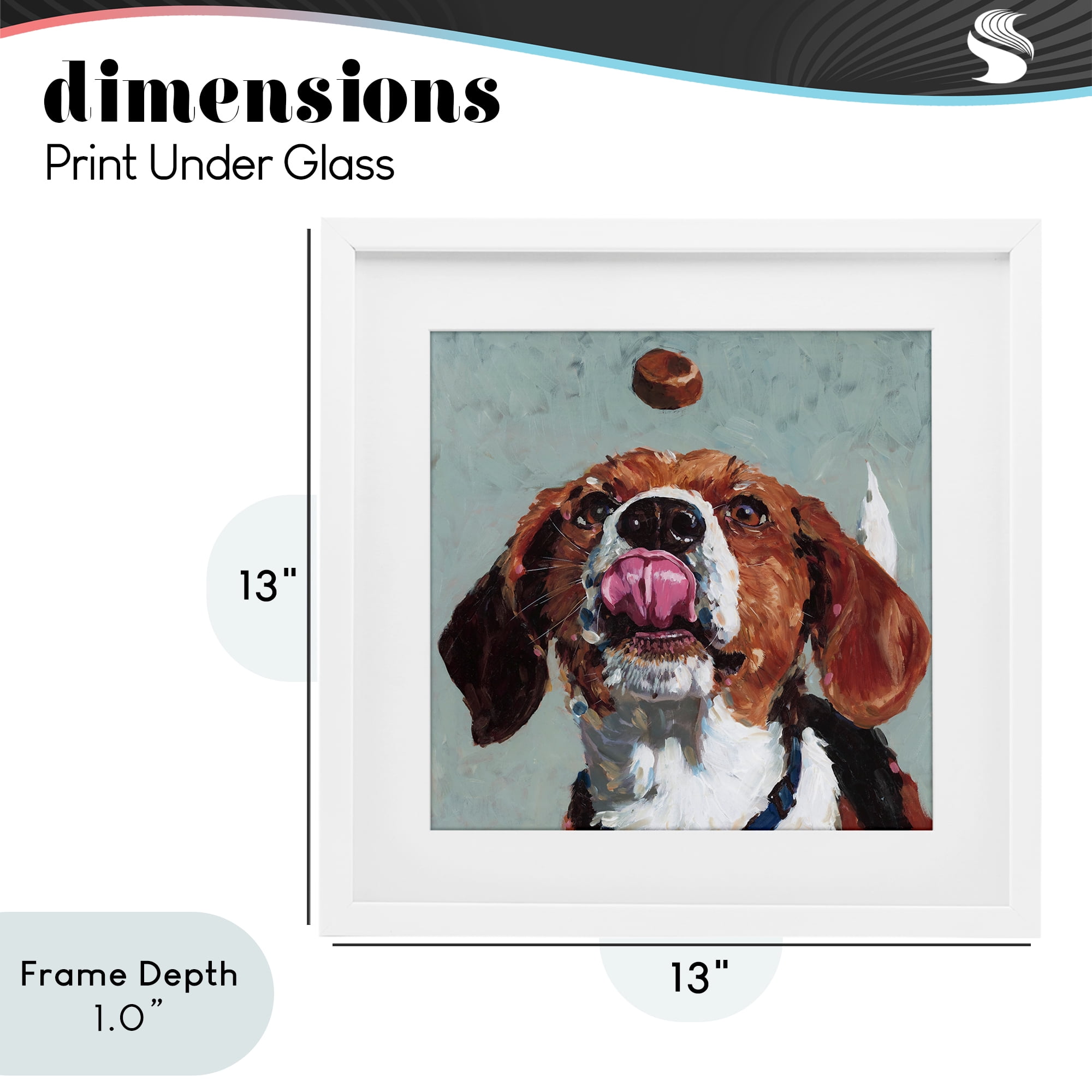 Stupell Industries Beagle Treat Excitement White Framed Print Under Glass, design by Studio Bautista