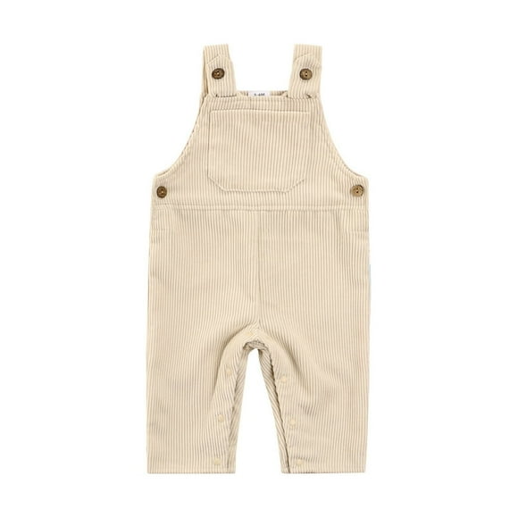 Infant Baby Girls Boys Corduroy Bib Pants Solid Color Button Pocket Strapless Overalls Clothes Pink 3-6 Months
