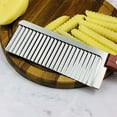 thumbnail image 5 of Eoozwa Crinkle Cutting Tool French Fry Slicer Stainless Steel Blade Wooden Handle Vegetable Salad Chopping Knife for Chopping Veggies, Cutting Fruit, Potato, Soap, Waffle Fries, 5 of 6