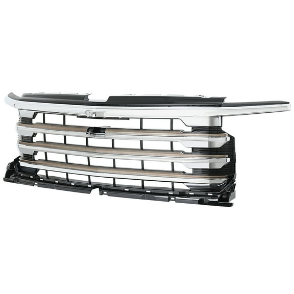 Spec-D Tuning Chrome High Country Look Front Hood Grille Compatible with 2022-2025 Chevy Silverado 1500