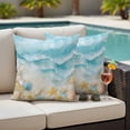 thumbnail image 4 of Blue Summer Beach Outdoor Waterproof Pillow Covers, Coastal Starfish Shell Nautical Ocean Decorative Square Throw Pillowcase Sofa Cushion Sham for Patio/Couch/Chair, 26"x26" 2 Pack, 4 of 8
