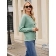 thumbnail image 5 of Women Cropped Cardigan Sweaters Crewneck Button Down Cardigan Green One size, 5 of 9