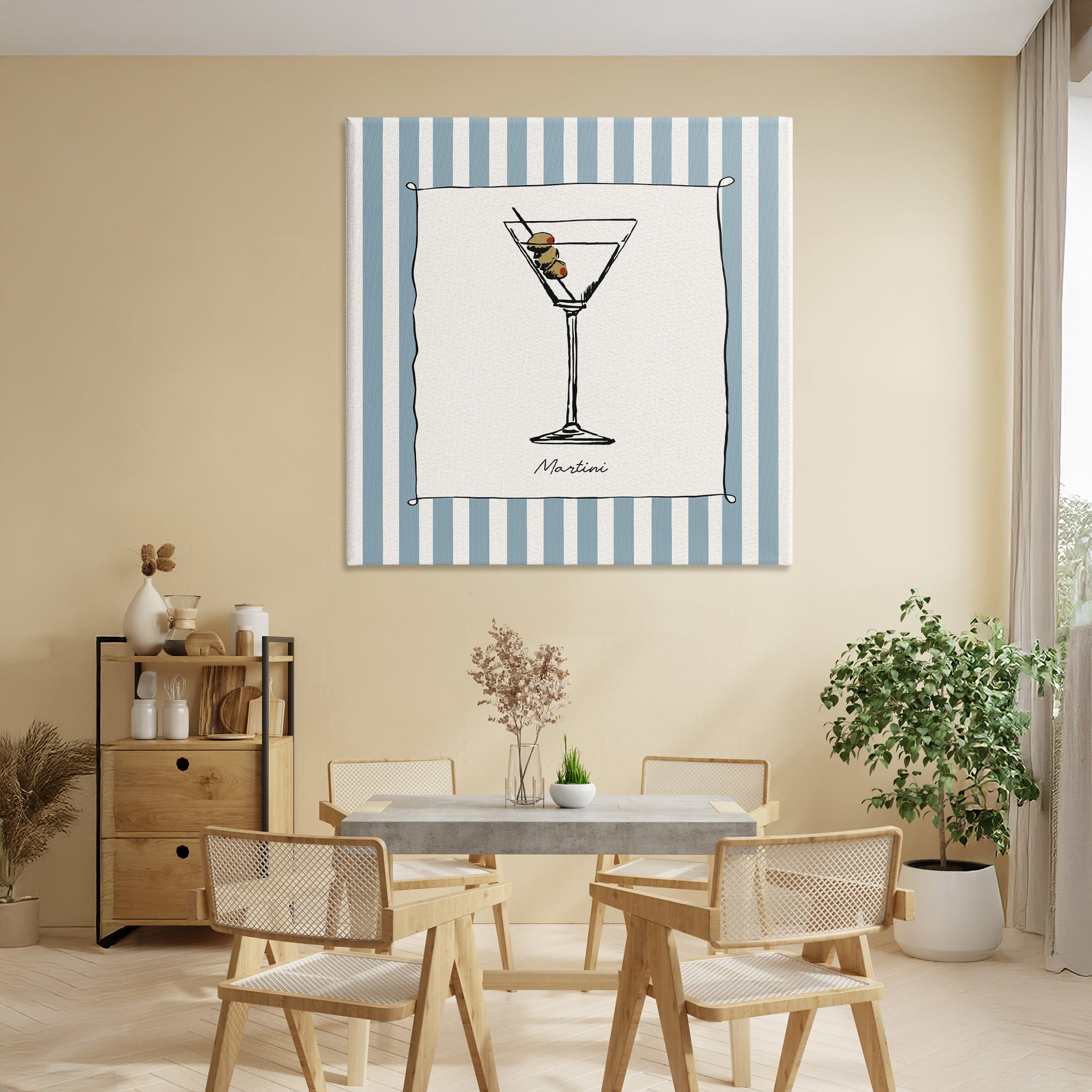 Stupell Industries Martini Summer Stripes Canvas Wall Art, design by Susan Jill