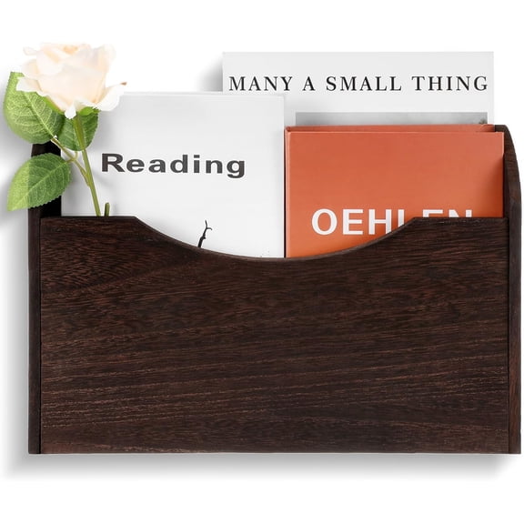 Wall Mounted File Holder Wood Magazine Holder Wall Hanging File Organizer for Office Mail Magazine Letter Paper Folder Organization