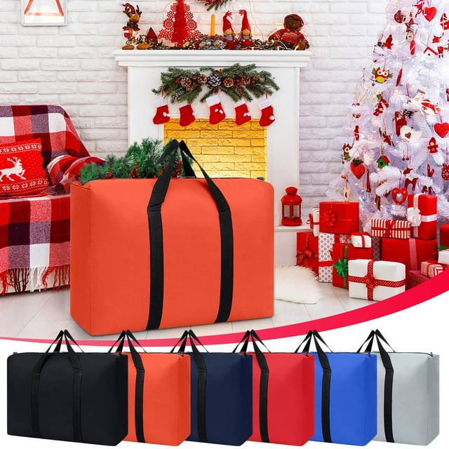 Sac de Rangement pour Arbre de Noël Durable, Résistant aux Déchirures, Robuste, Polyester et PVC, Grande Fermeture Éclair Double, Convient aux Arbres Artificiels Complets et aux Accessoires 21 L x 14 L x 6,5 H Pouces, Transport Facile et Protection Solaire