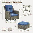 thumbnail image 5 of POCASSY Outdoor Swivel Rocking Glider Chairs Set of 2 with Ottomans and Wicker Side Table, All Weather Gray Wicker Patio Furniture Set with Deep Seat for Balcony, Pool and Backyard, Blue, 5 of 10